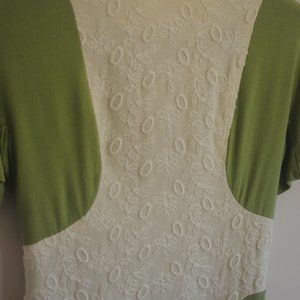 Vintage 1950's Olive and cream linen sheath dress